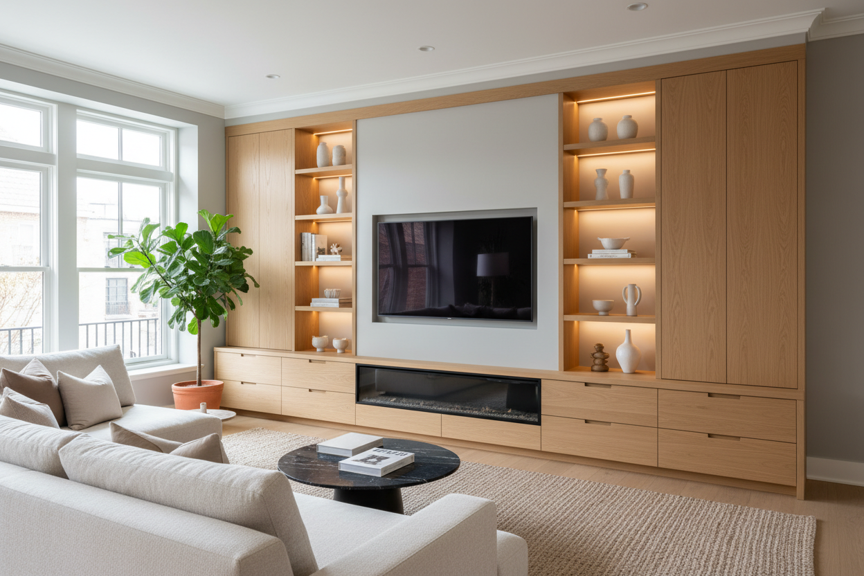Why I Finally Caved and Got Modern Built In Living Room Cabinets