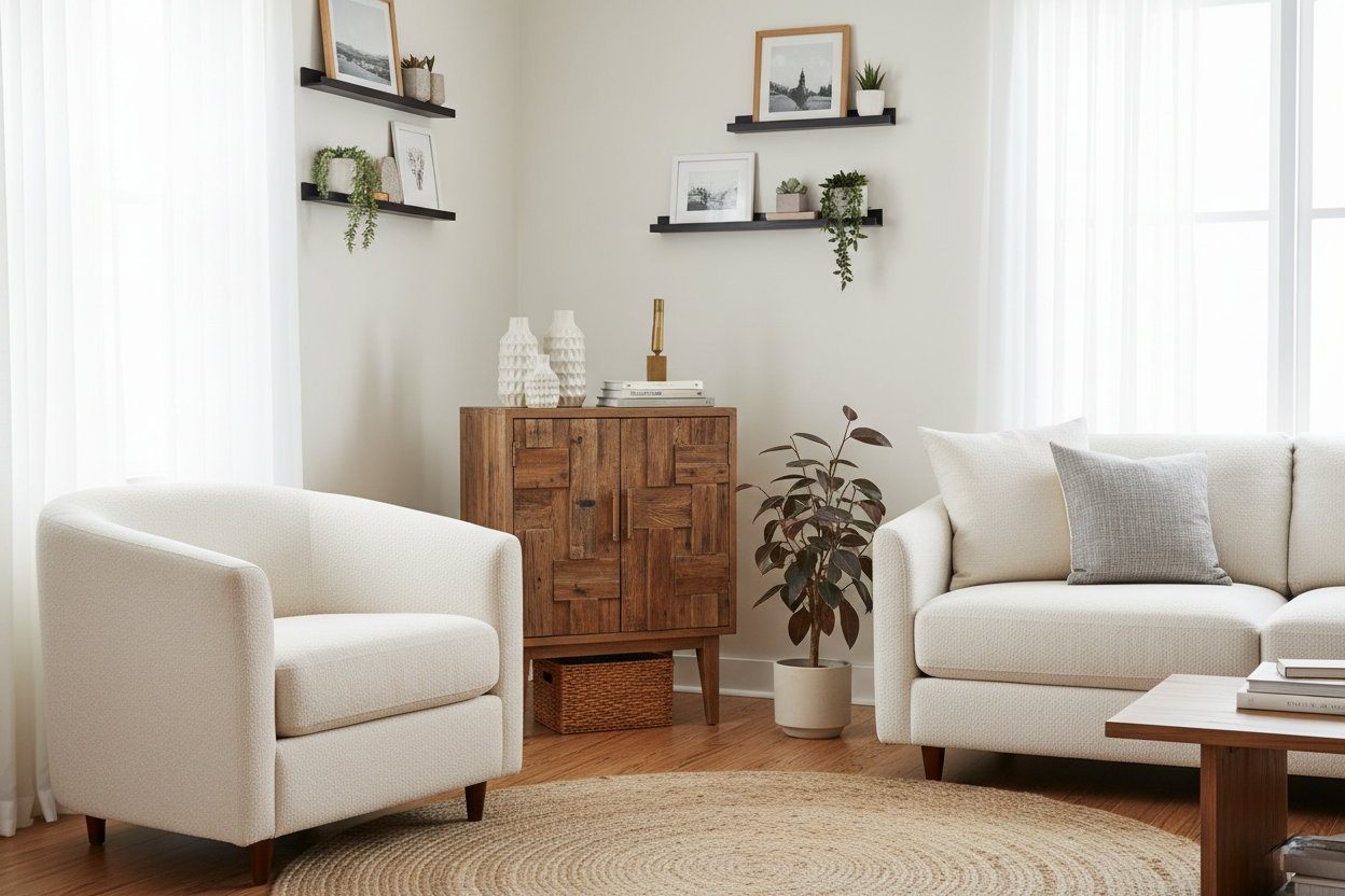 That Awkward Corner Needs a Wood Accent Cabinet, Not a Plant