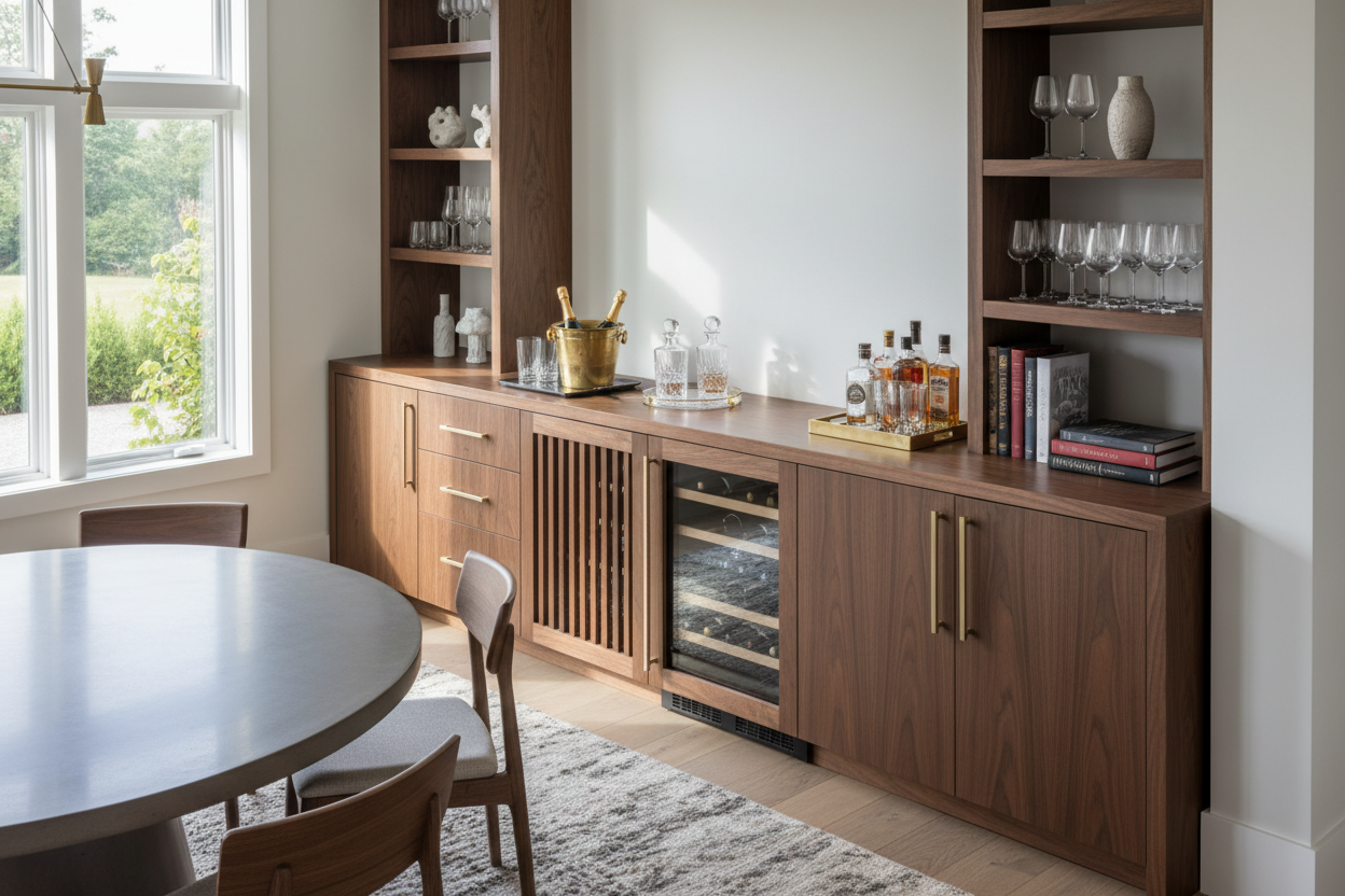 I Bought a Credenza Wine Cabinet to Hide My Ugly Fridge