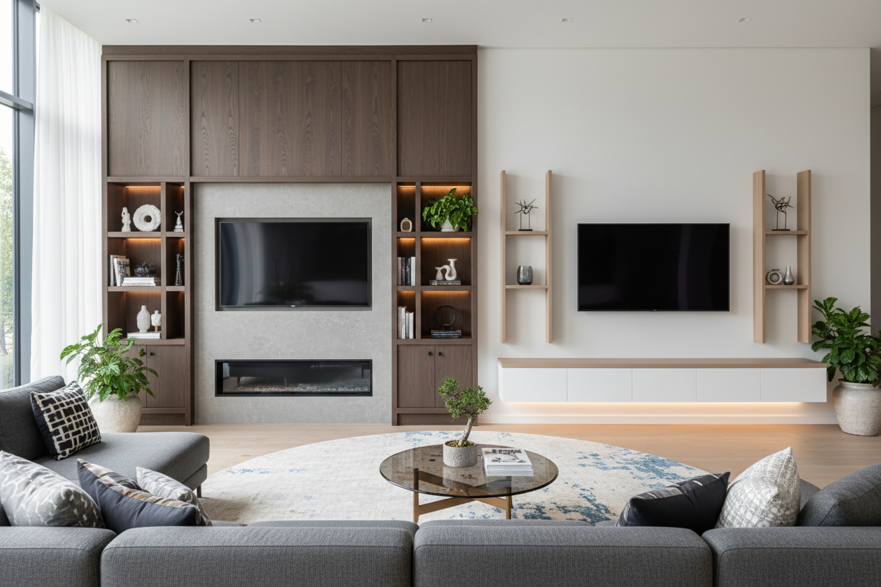 Built-In vs Floating: Entertainment Center Ideas Wall Mounted TV Edition
