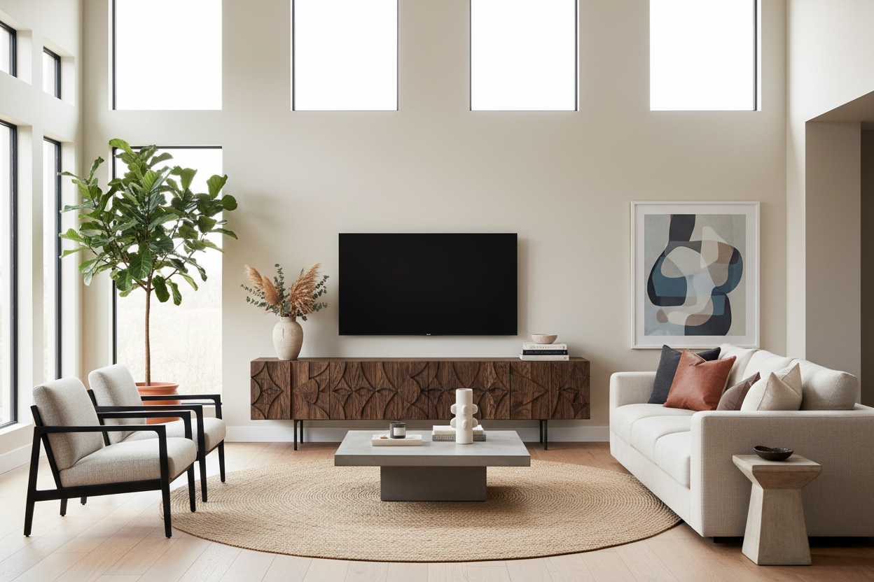 I Finally Found a Carved Wood TV Stand That Isn't Too 'Boho'