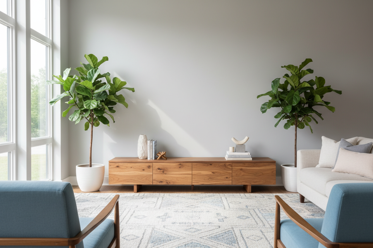 How to Keep an Acacia Wood TV Stand From Clashing With Your Rug