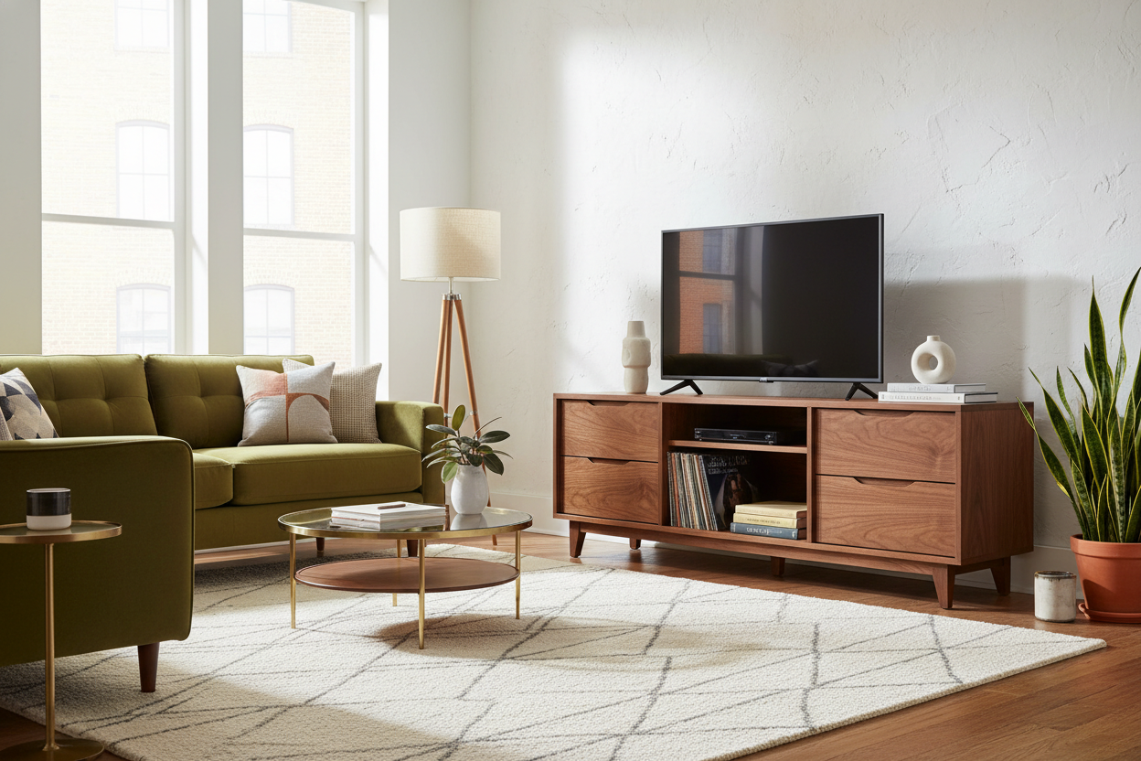 Why I Ditched Fake Walnut for a Solid Wood Mid Century Modern TV Stand