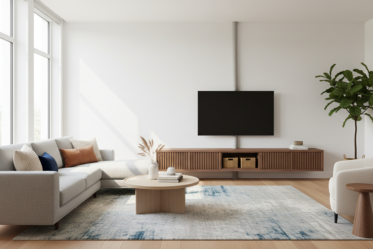 Your Cords Are a Mess: Why Wood TV Stands With Mount Are Genius