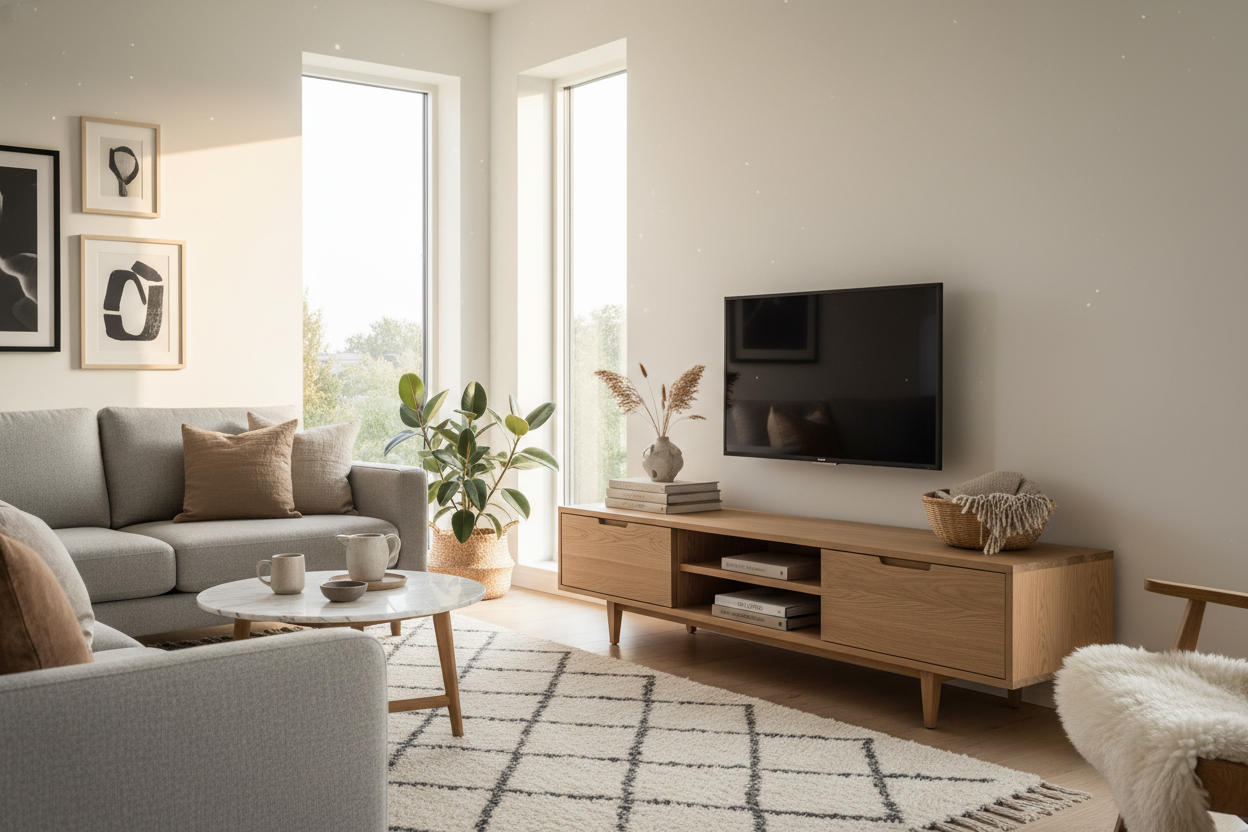 Your Minimalist Room Looks Cold (A Scandinavian TV Stand Will Fix It)