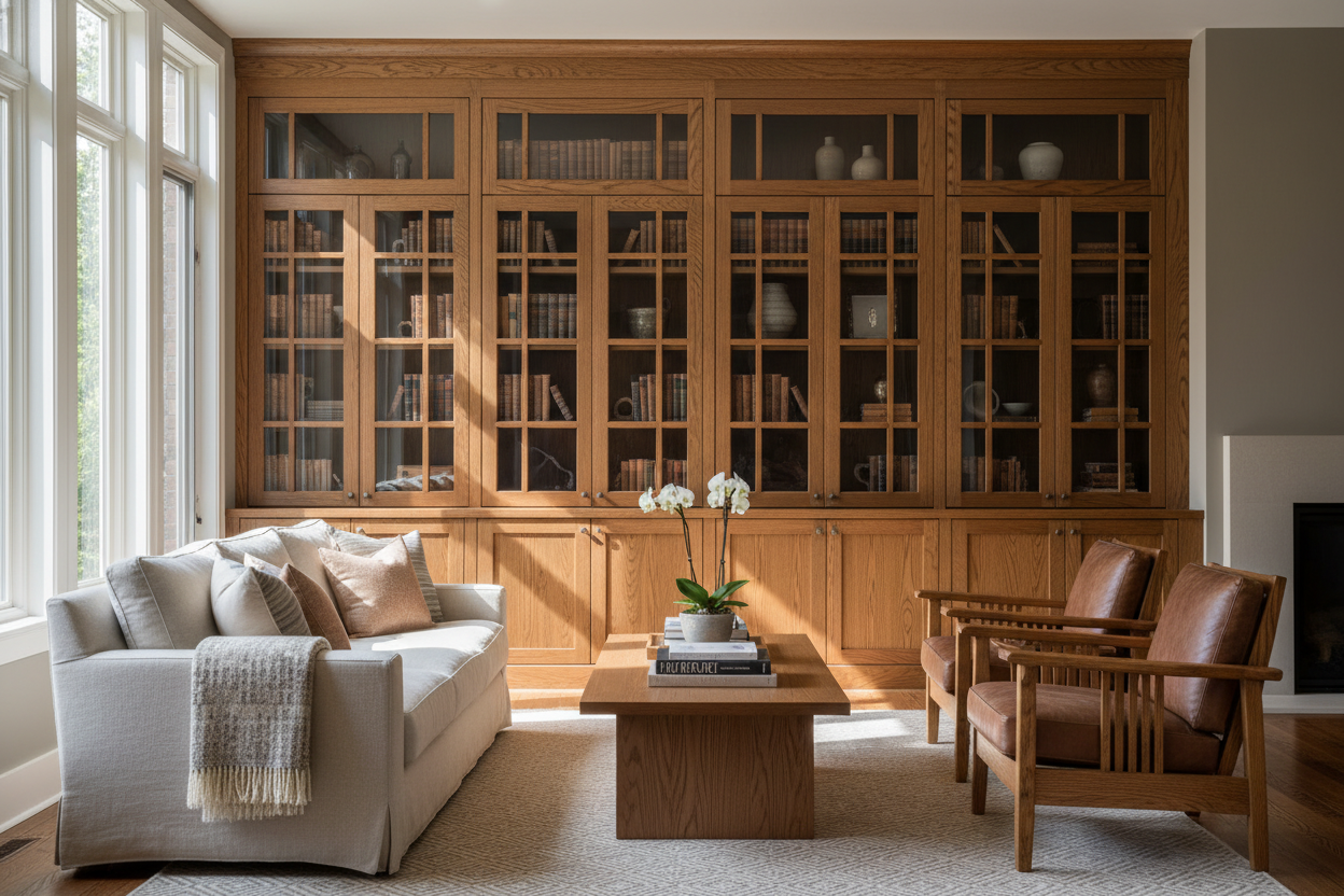 I'm Calling It: Mission Style Bookcases With Glass Doors Are Cool Again
