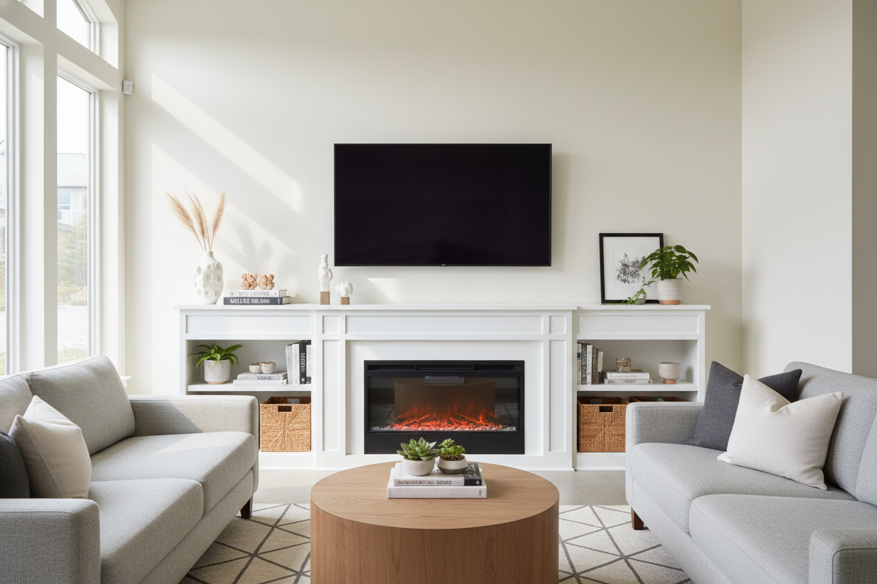 Why I Faked a Fireplace With an Entertainment Center Mantel