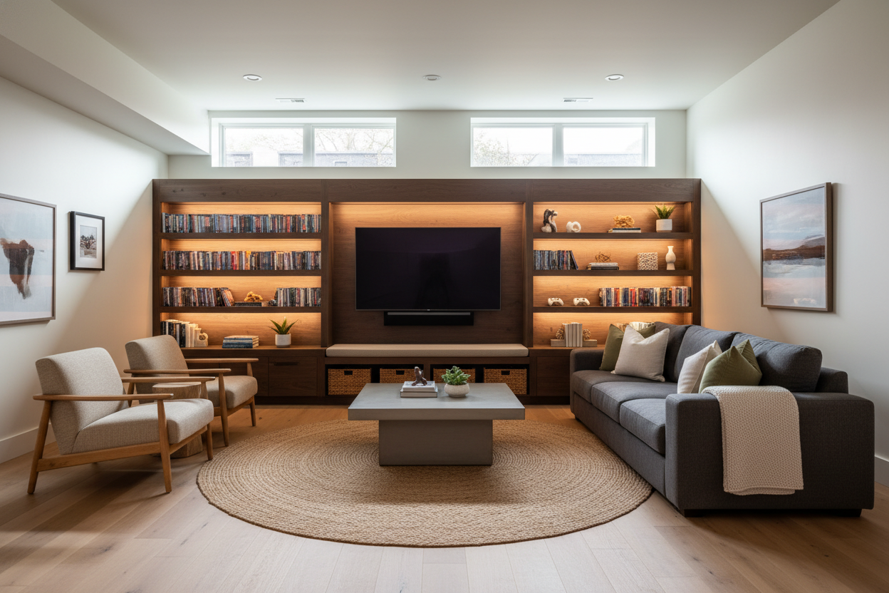 Why Your Entertainment Center Basement Layout Always Feels Off