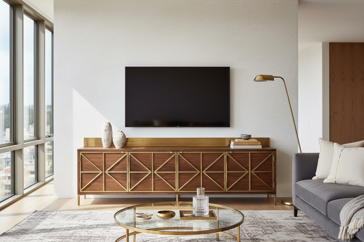 How to Make a Brass Entertainment Center Look Expensive (Not 80s)