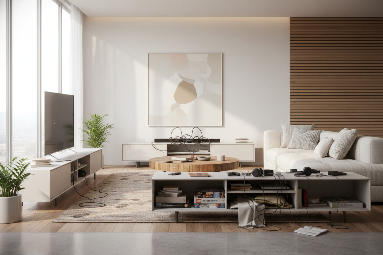 Why a Room That Lacks Entertainment Center Storage Always Looks Messy