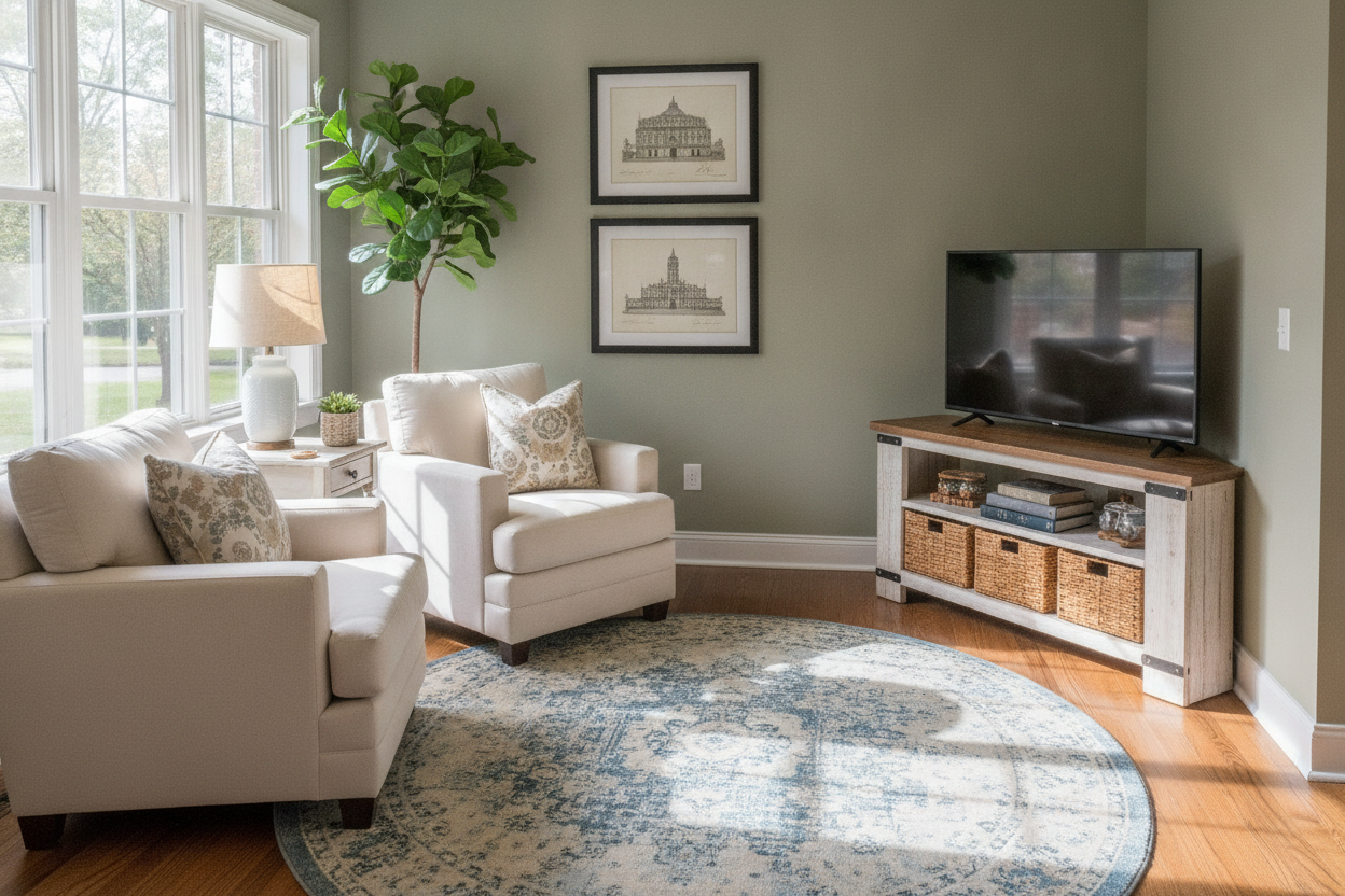 Why My Nightmare Living Room Required a Caddy Corner TV Stand