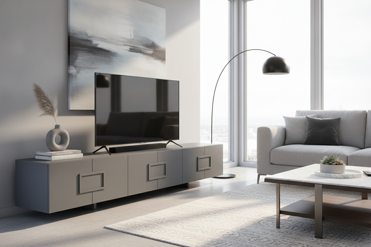 Stop Buying White Consoles: Try a Contemporary Grey TV Stand Instead