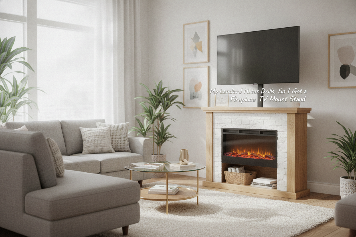 My Landlord Hates Drills, So I Got a Fireplace TV Mount Stand