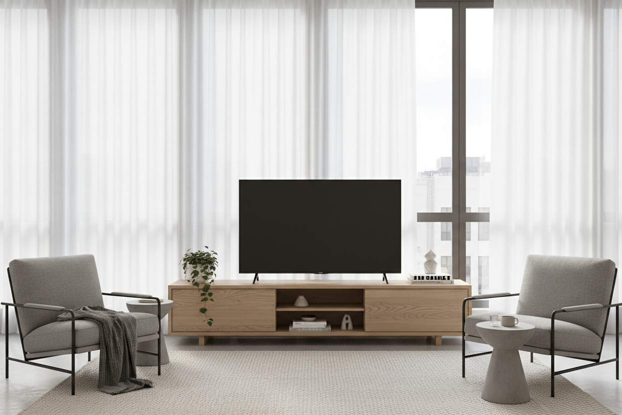 Why I Put a Low Profile 65 Inch TV Stand in Front of My Window