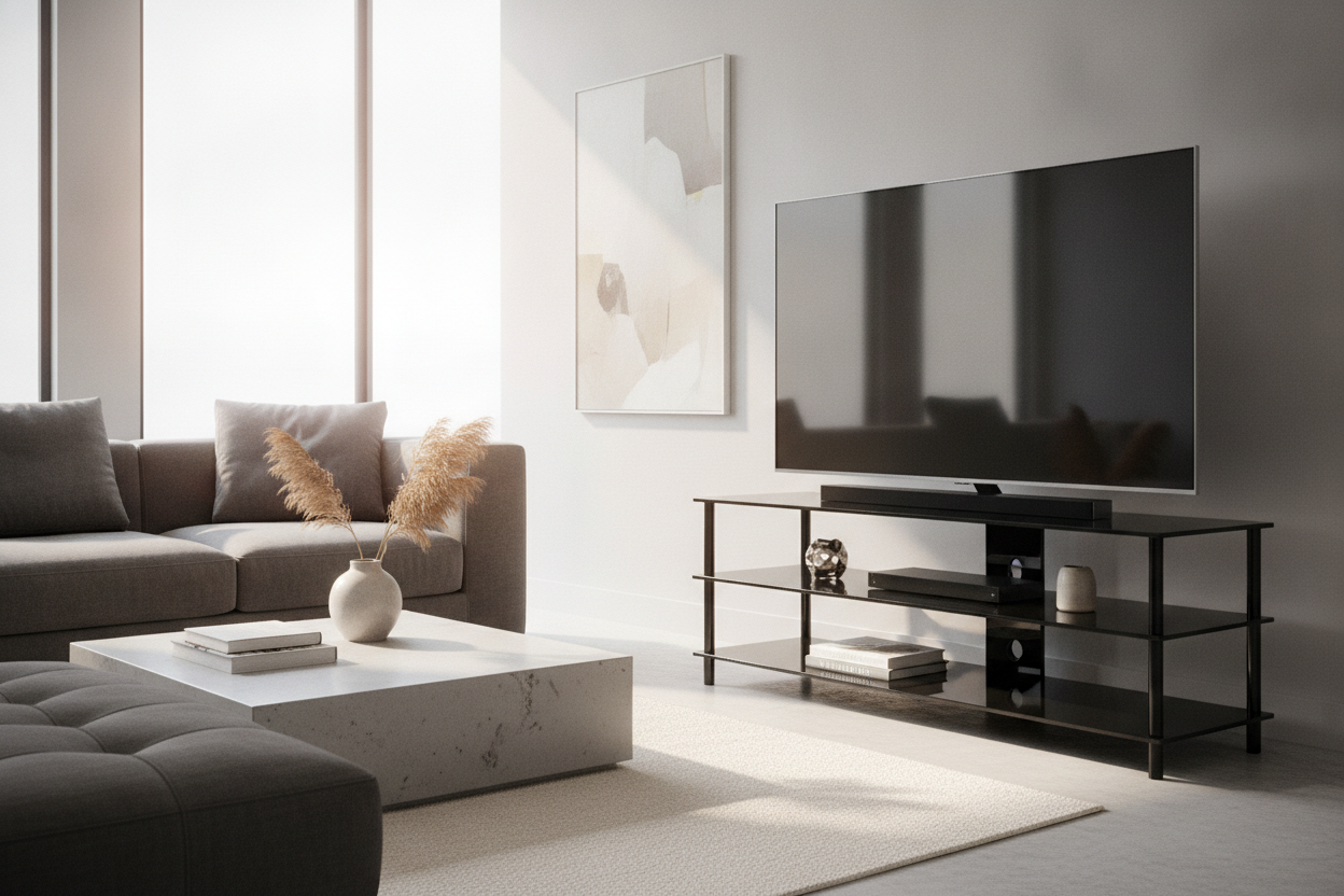 Does a Black Glass TV Stand for 65 Inch TV Always Look Dusty?