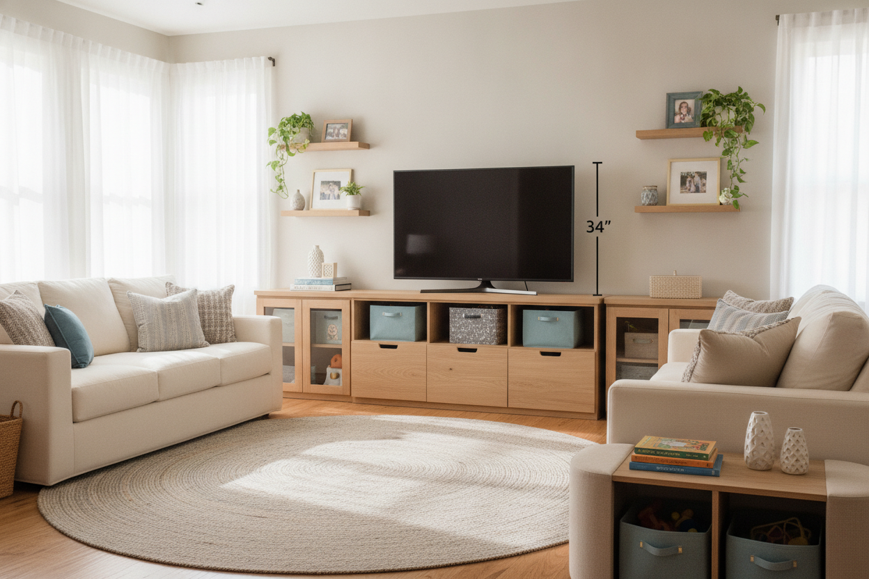 How a 34 Inch Height TV Stand Saved My Screen From Toddlers