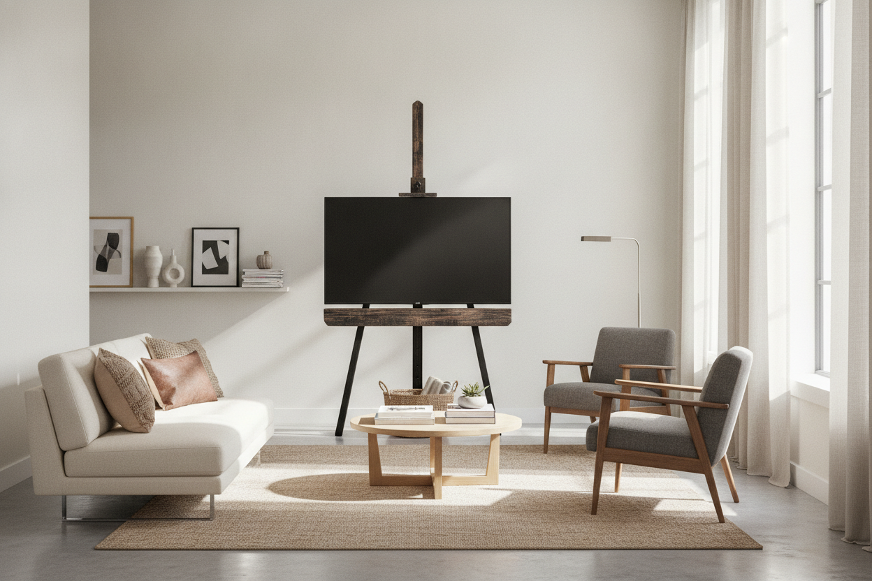I Swapped My Clunky Console for a World Market Easel TV Stand