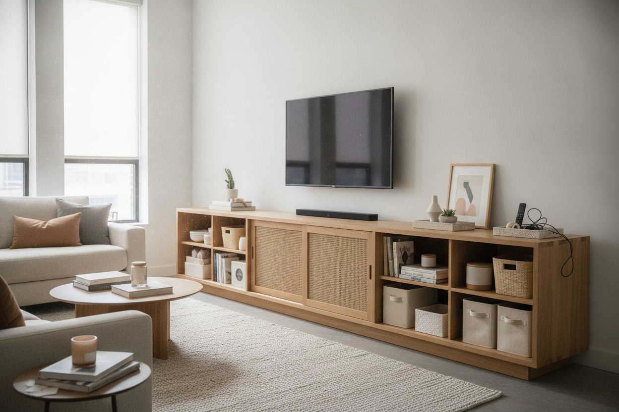 The Messy Person's Guide to a TV Credenza With Storage