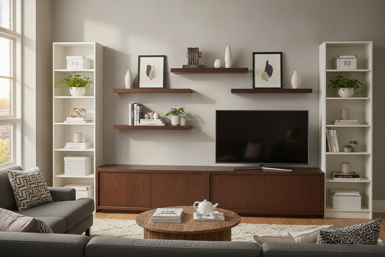 I Faked a Custom Built-In Using Regular Media Units Furniture