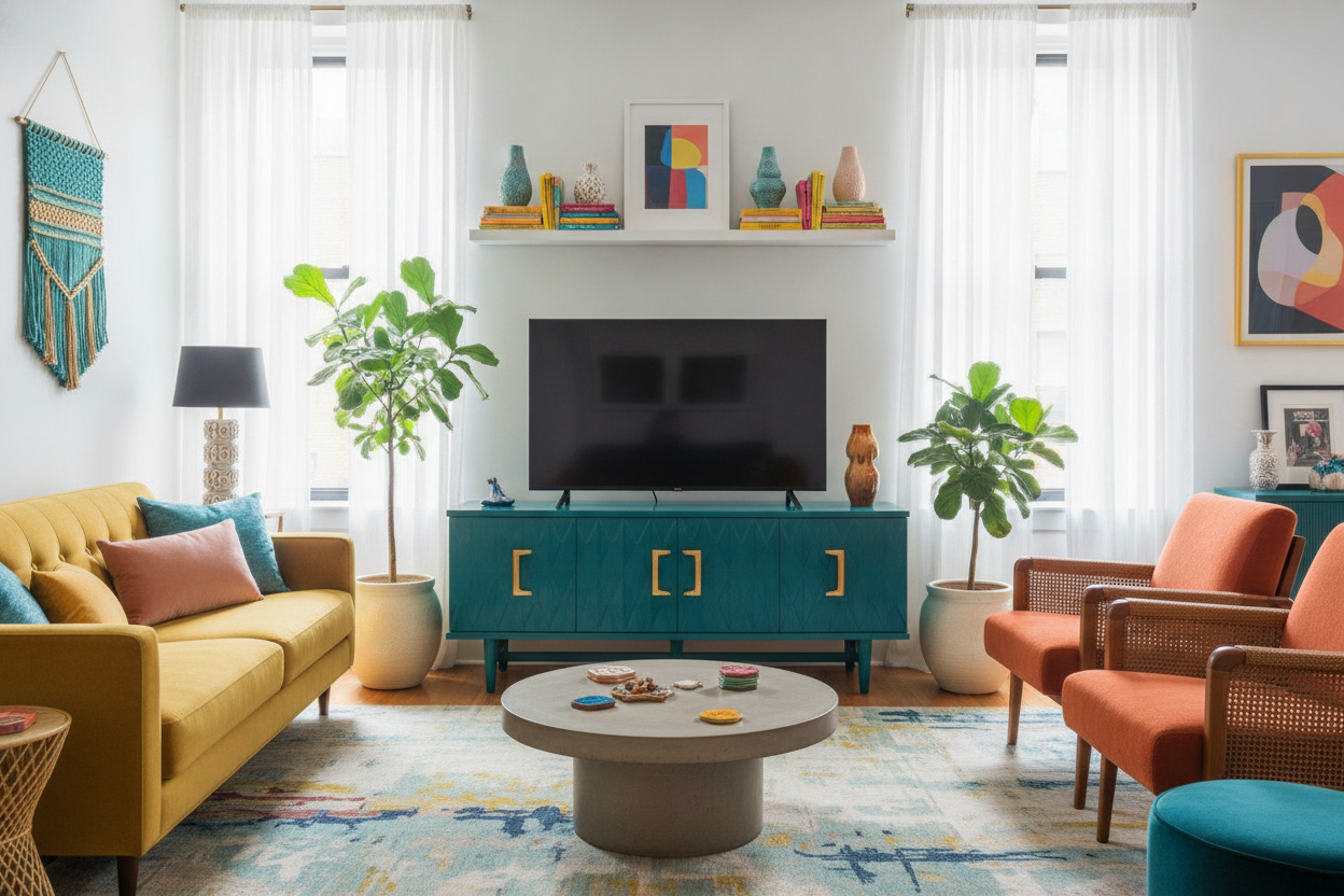 I Was Scared of Color Until I Bought a Teal TV Stand