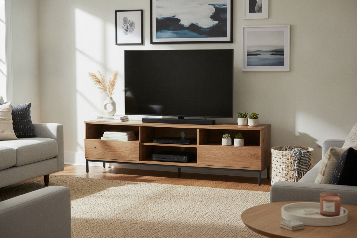 I Gambled on a Menards TV Stand (And Actually Kind of Love It)