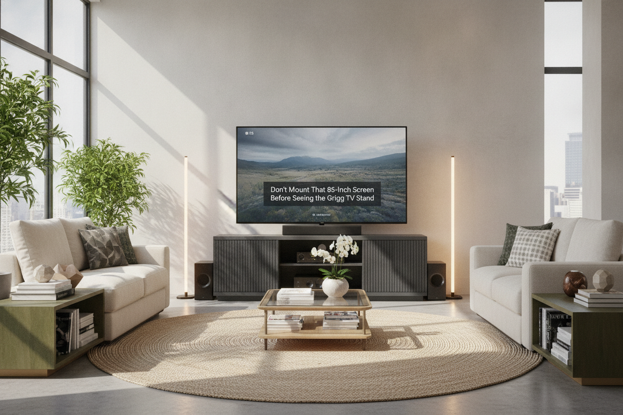 Don't Mount That 85-Inch Screen Before Seeing the Grigg TV Stand