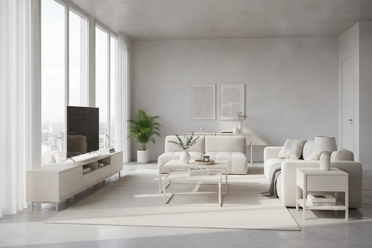 How a Coffee Table Set With TV Stand Fixed My Awkward Layout