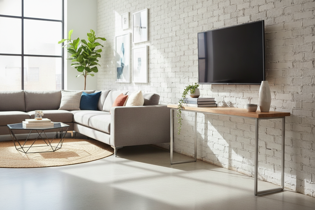 A Thin Console Table for TV Fixed My Awkward Living Room