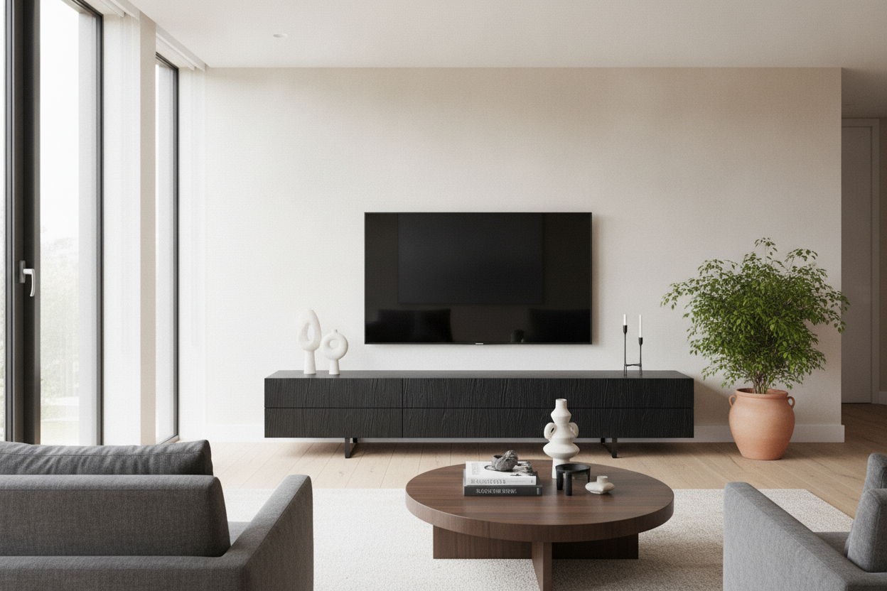 Why Flat Black TV Stands Look Cheap (Get a Black Wood Media Console)
