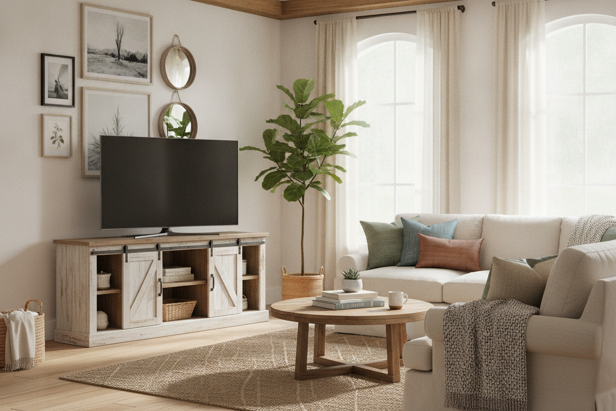 I'm a Design Snob Who Finally Caved to Farmhouse Corner TV Stands