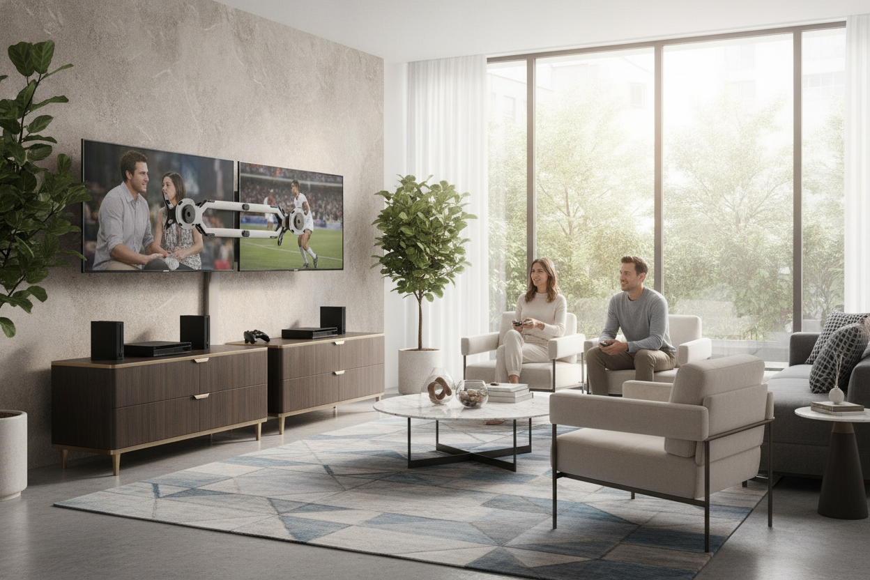 How a Dual TV Mount Stopped Our Living Room Screen Wars