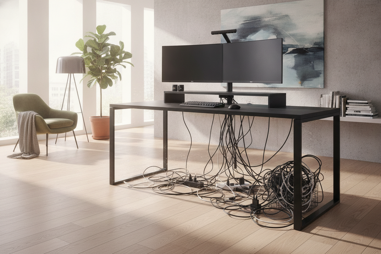 Why a Desk Modern Setup Usually Turns Into a Cable Monster