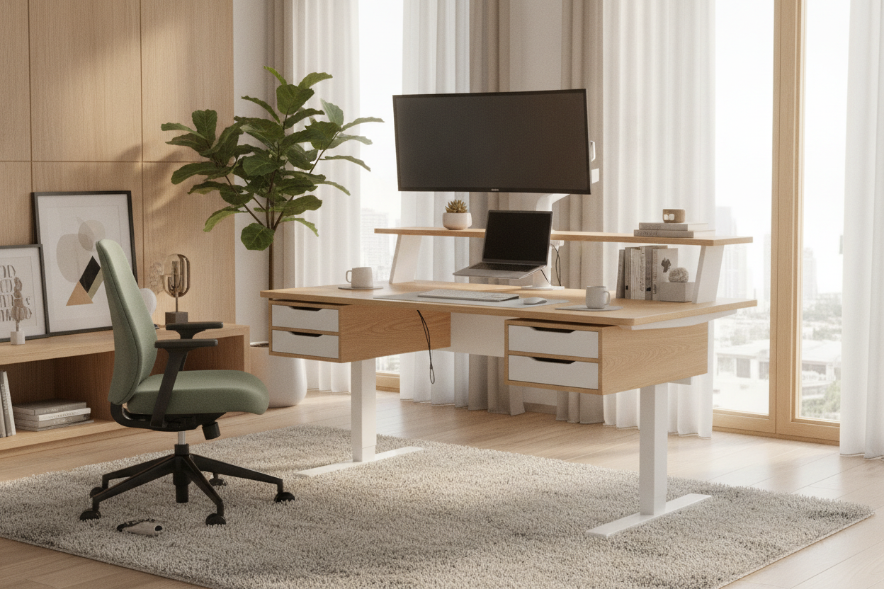 I'll Never Give Up My Adjustable Height Office Desk With Drawers