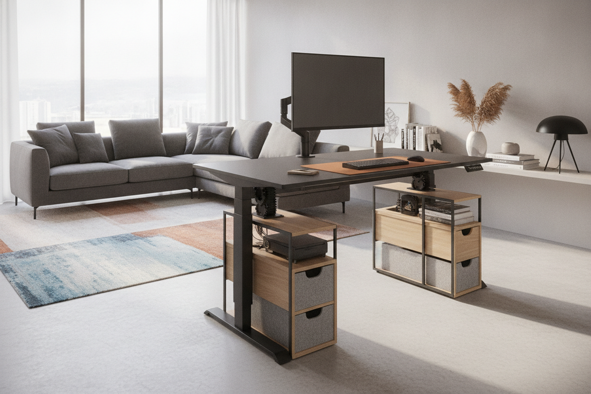 The Adjustable Desk Computer Workstation Guide: Frame Mechanics, Hardware Clearances, and Modular Storage