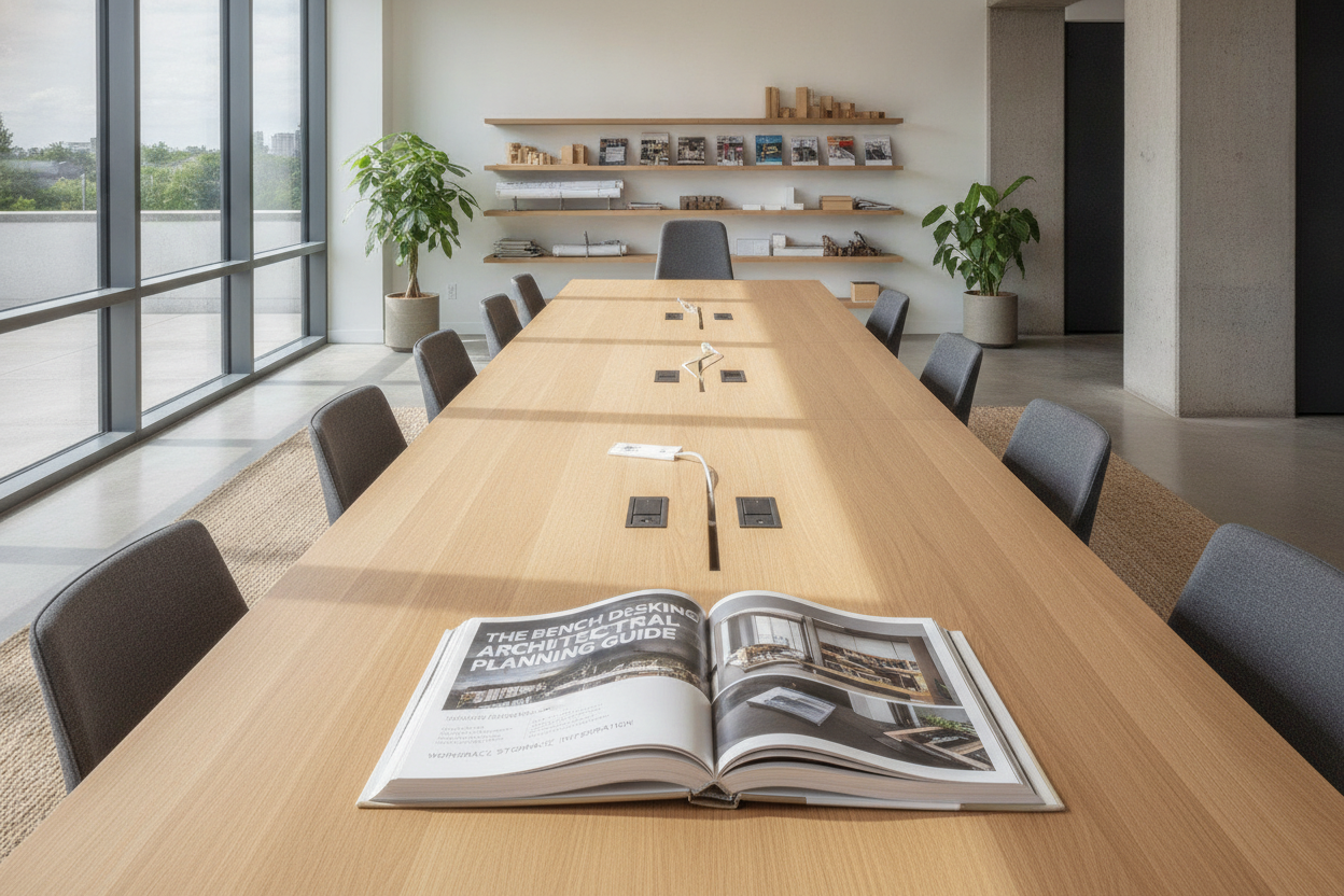 The Bench Desking Architectural Planning Guide: Shared Frames, Spatial Footprints, and Workspace Storage Integration