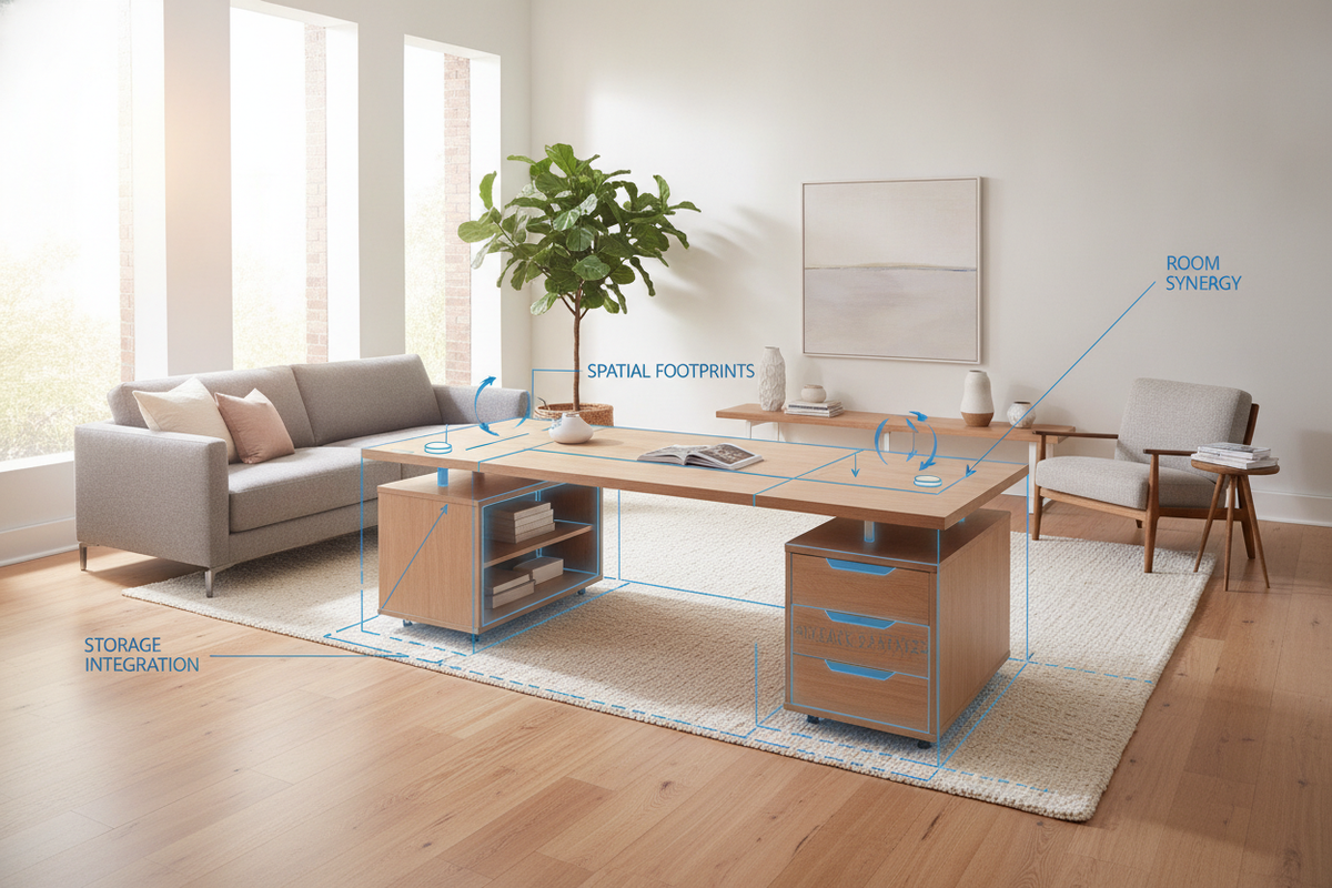 The Convertible L-Shaped Desk Blueprint: Spatial Footprints, Reversible Geometry, Storage Integration, and Room Synergy