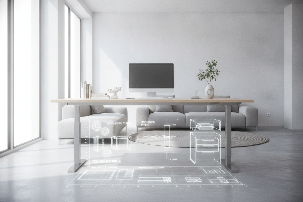 Desk with Adjustable Legs Blueprint: Mechanism Types, Dimensional Categories, Under-Desk Storage, and Layout Planning