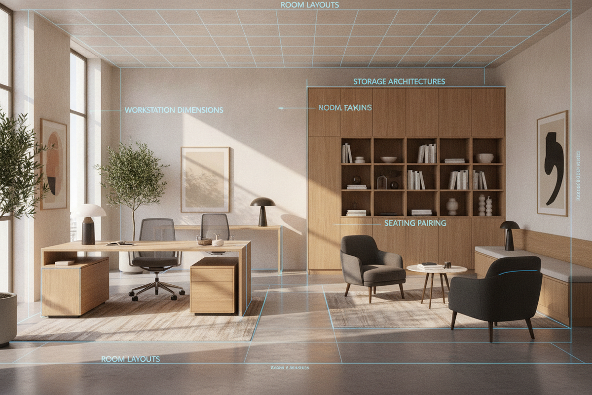 Chairs and Desks Selection Blueprint: Workstation Dimensions, Seating Pairing, Storage Architectures, and Room Layouts