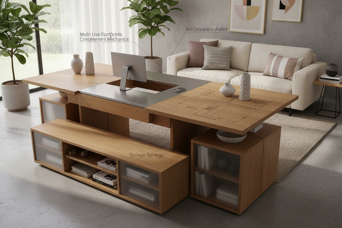 Table Desk Combination Blueprint: Multi-Use Footprints, Surface Materials, Concealment Mechanics, and Storage Synergy