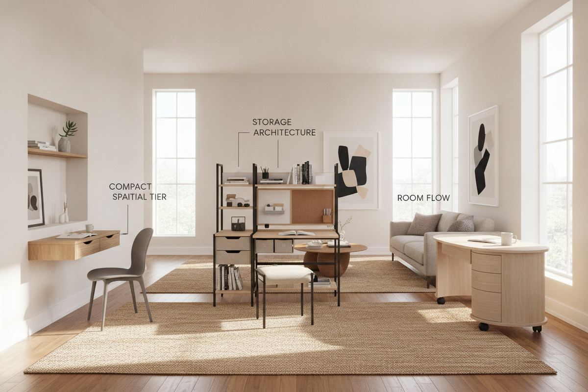 Small Desk Selection Guide: Compact Spatial Tiers, Storage Architecture, and Room Flow
