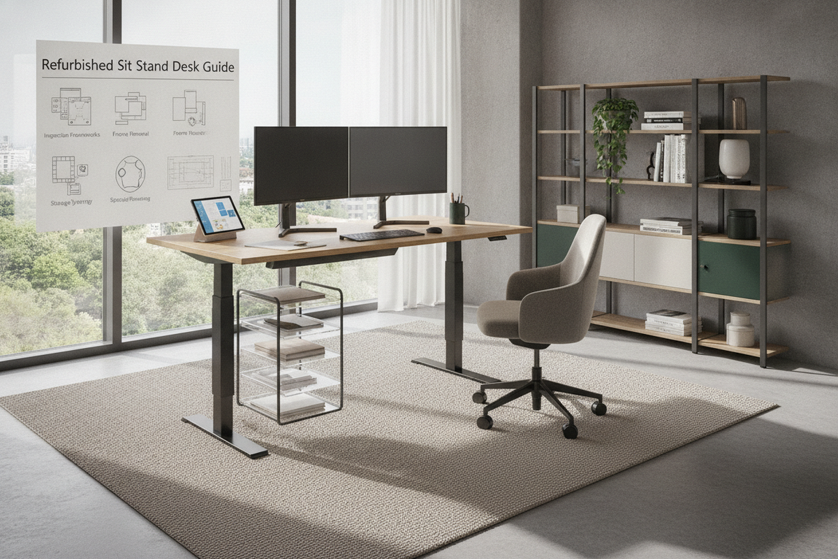 Refurbished Sit Stand Desk Guide: Inspection Frameworks, Frame Renewal, Spatial Planning, and Storage Synergy