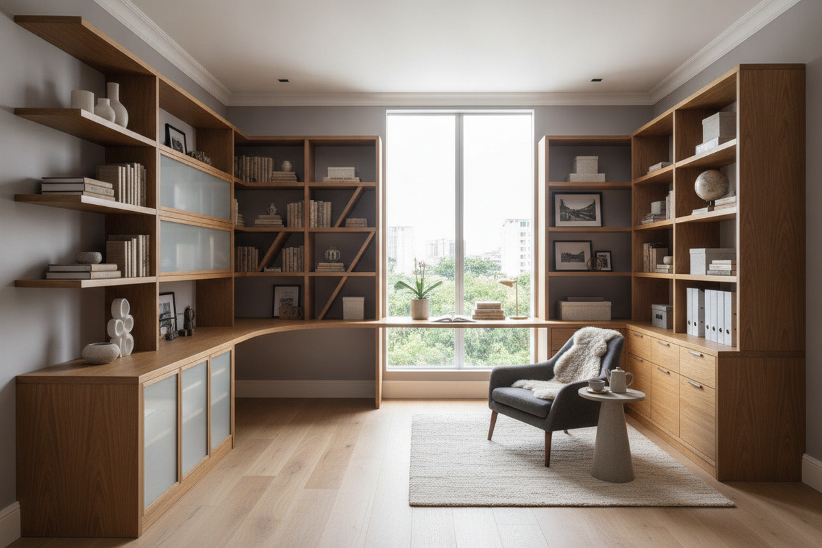 L-Shaped Desk Shelves Guide: Storage Architecture, Shelf Formats, and Room Fit Planning
