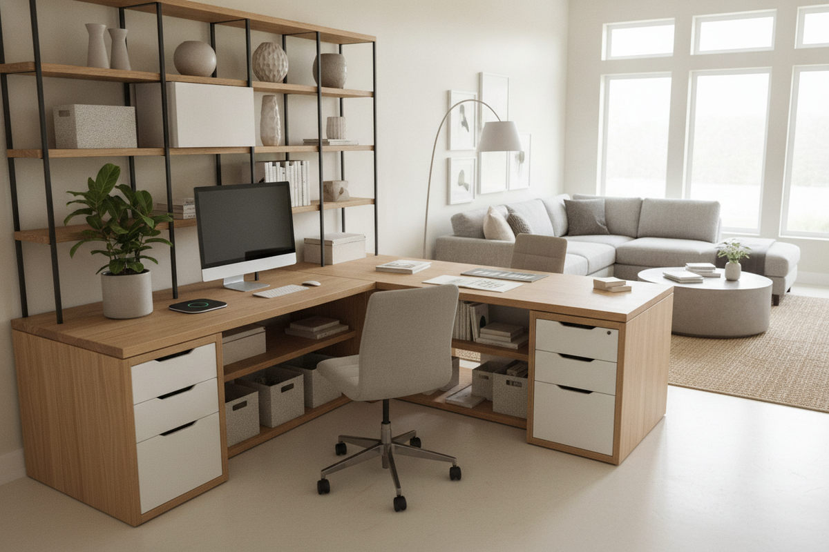 Corner Desk Big Layout Guide: Wing Sizing, Room Flow, and Storage Architecture