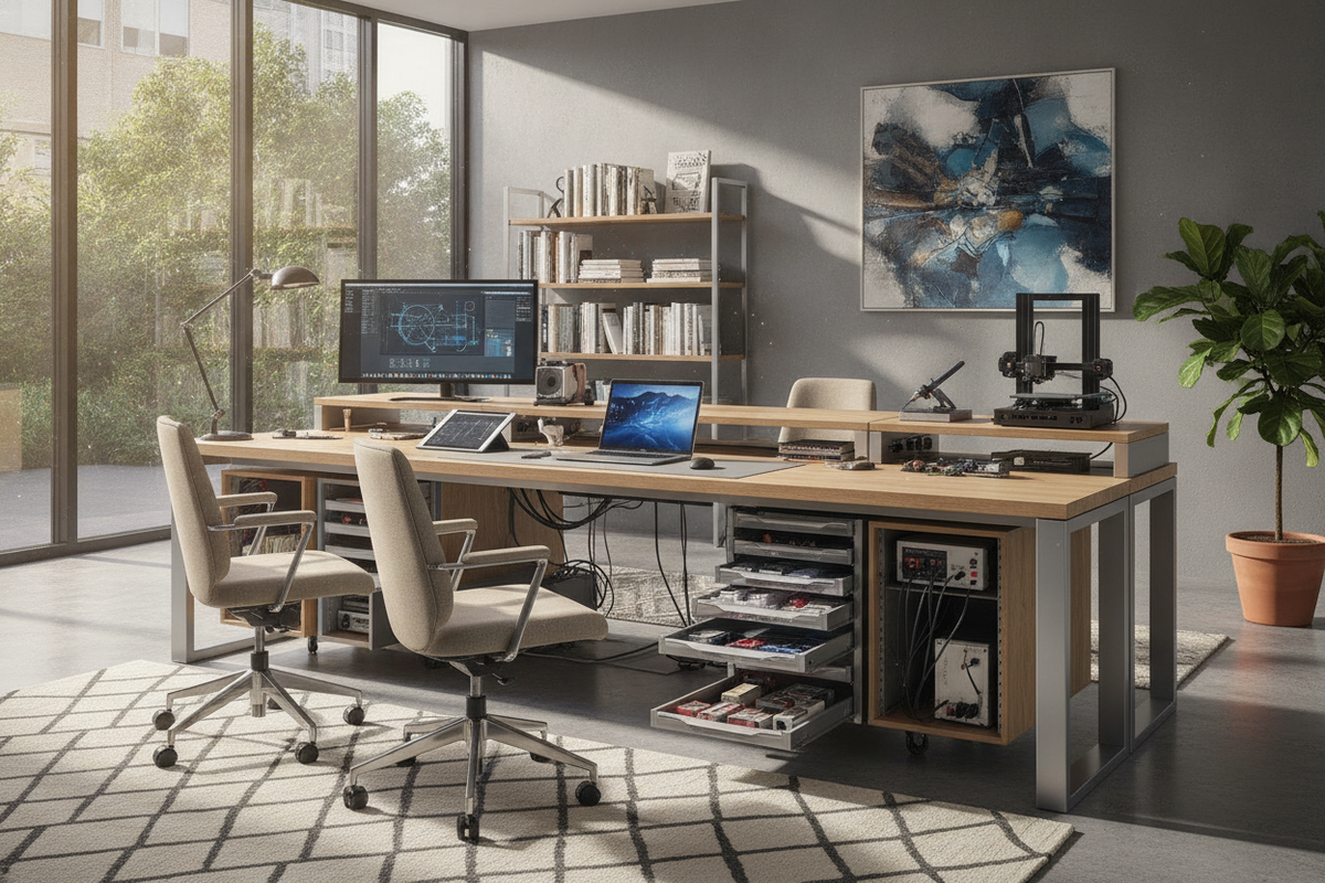 Desk for Engineers Guide: Workstation Dimensions, Surface Zoning, and Hardware Storage Architecture