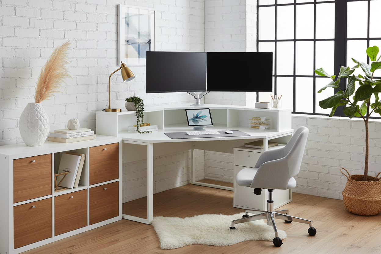 Styling a White Corner Desk IKEA for a High-End Studio Look