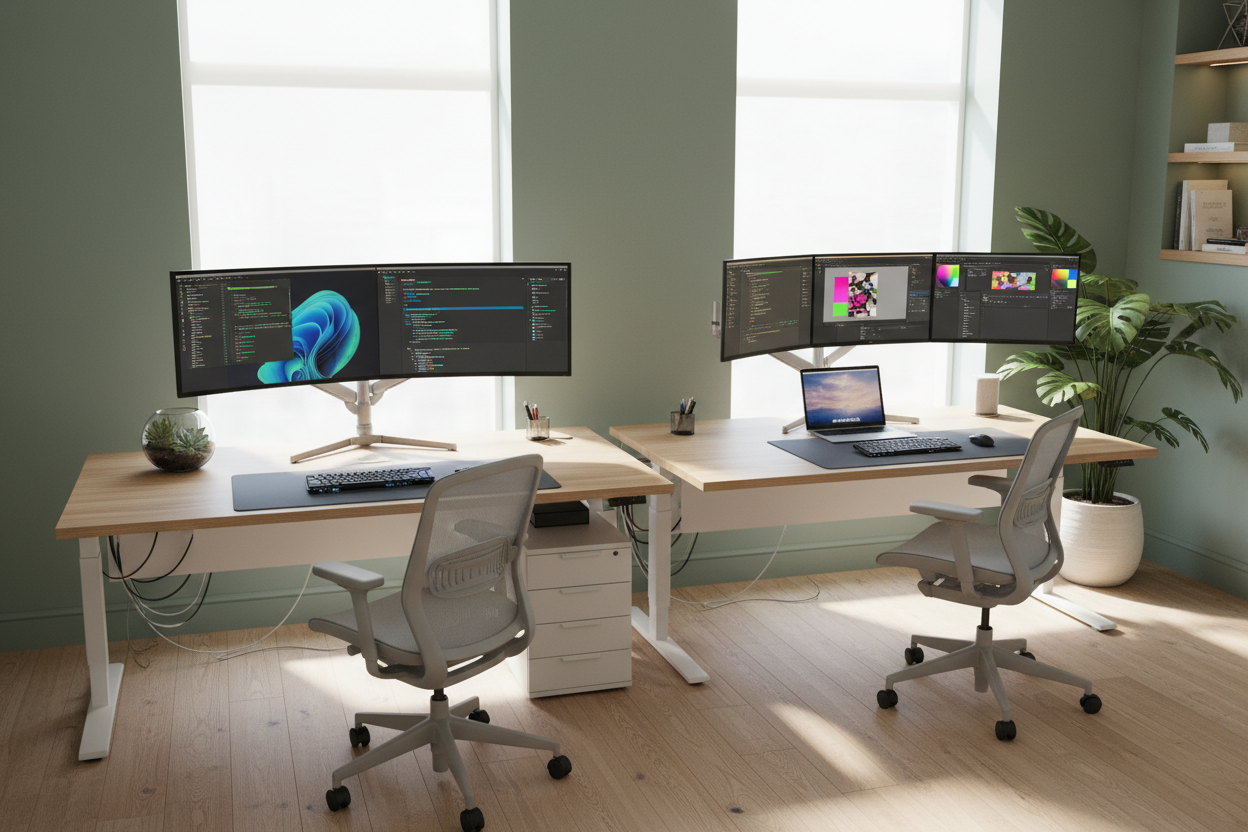 Designing a Multiple Computer Desk Setup Without the Clutter