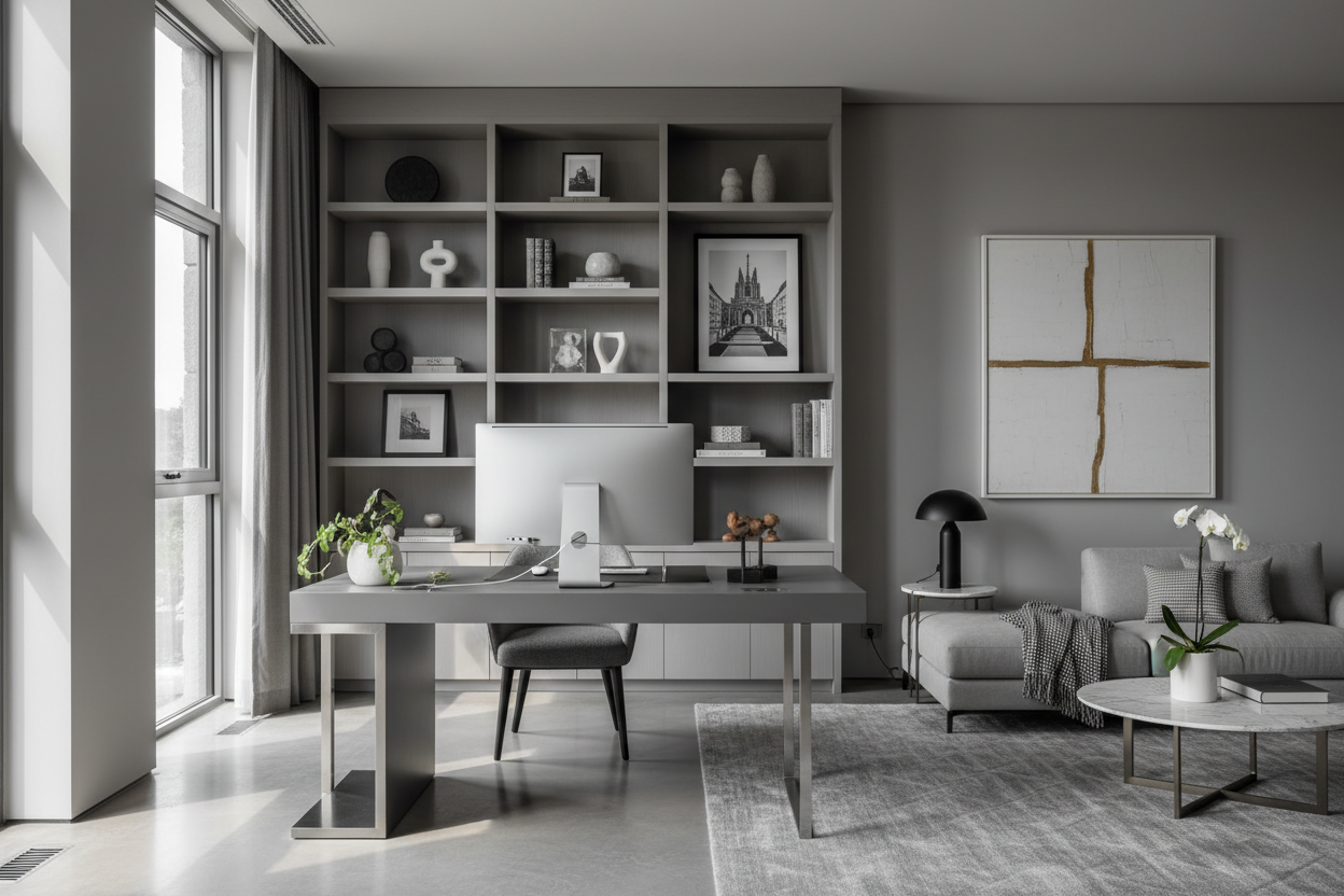 How to Style a Grey Modern Office for a High-End Look