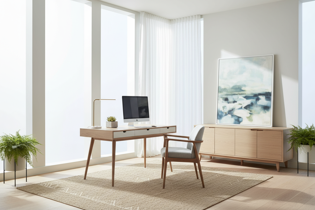Curating a Light and Airy Home Office That Boosts Focus
