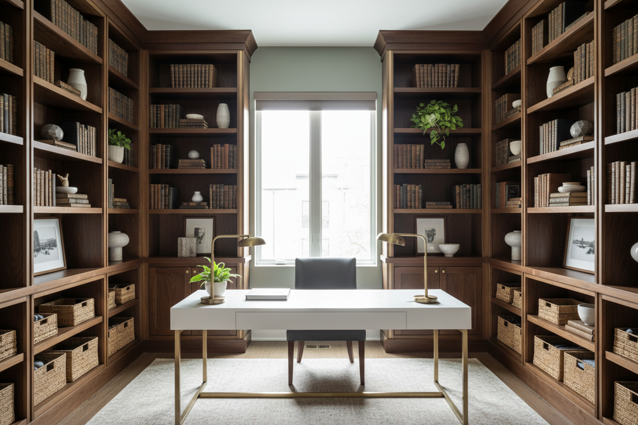 Home Office Shelves: How to Get That High-End Built-In Look
