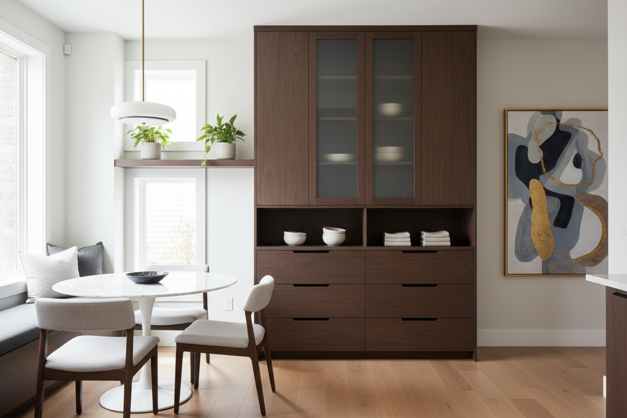 Hutch with Drawers and Shelves: How Designers Hide the Clutter